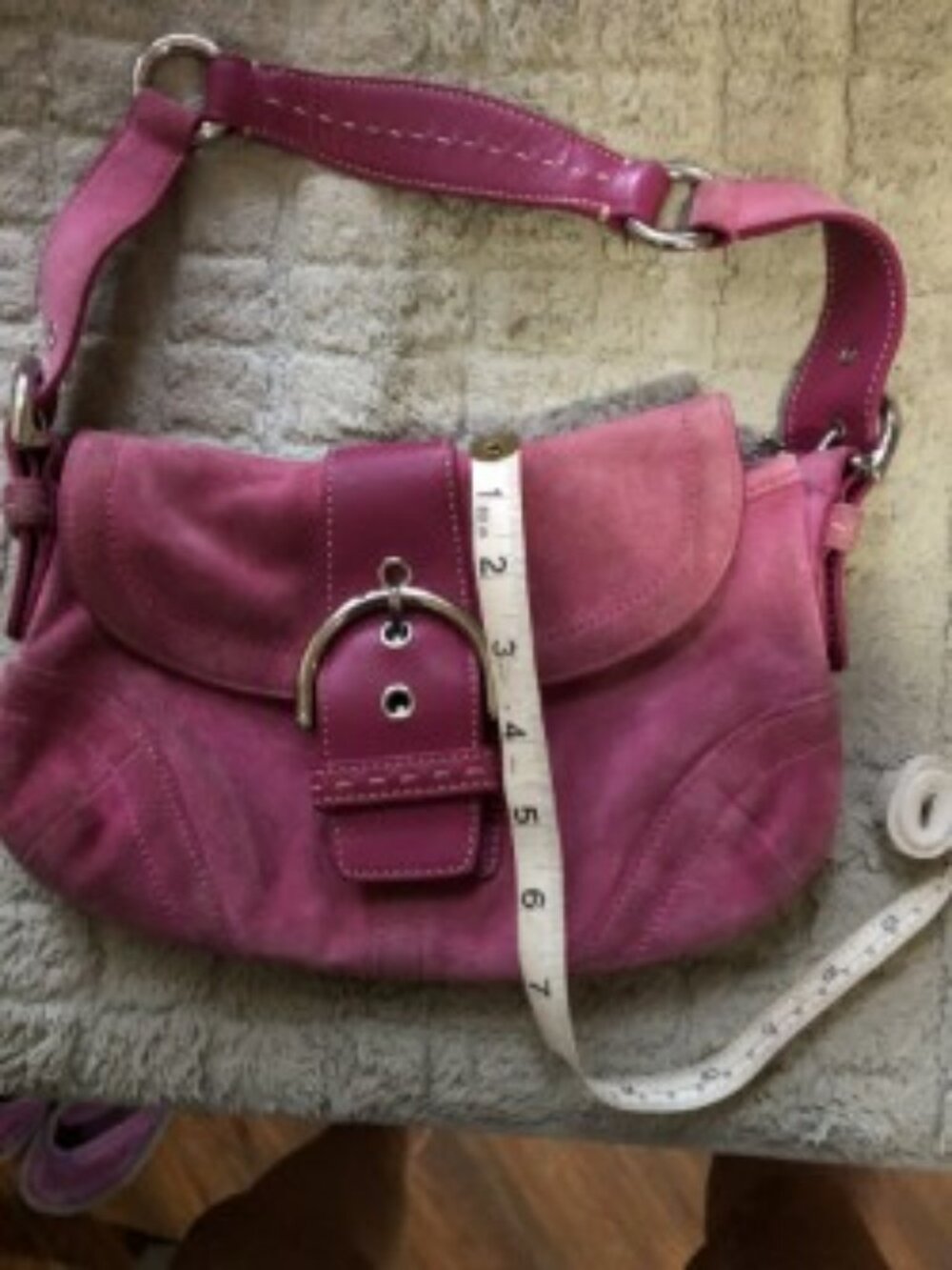 Vintage Coach bag.  Small pink suede bag
